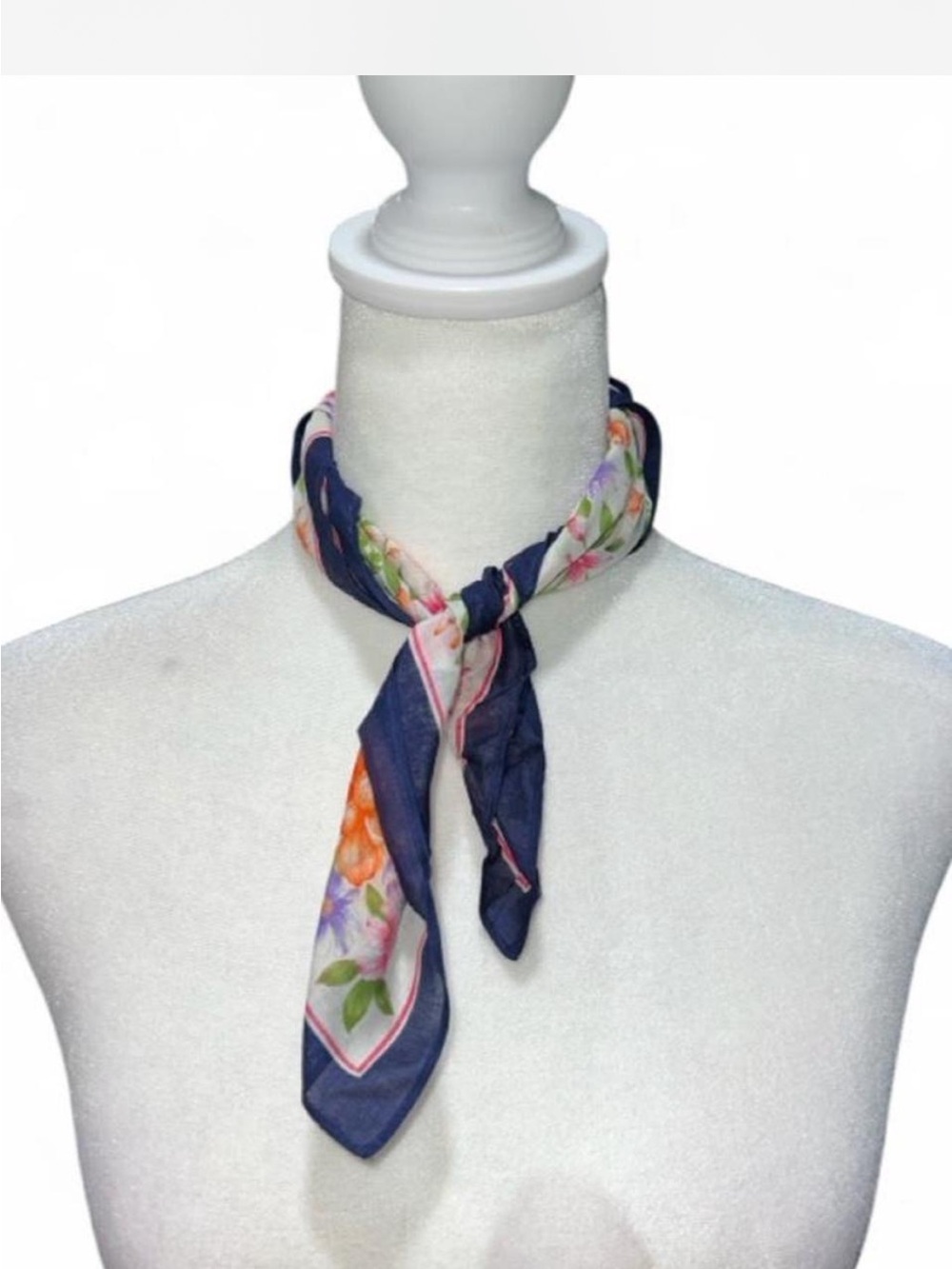 Navy Floral Scarf Handkerchief Pocket Square Women's Accessory